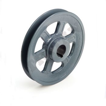 Light Duty V-Belt Sheave, 1 Groove(s), Finished Bore with Keyway and Set Screws, 0.5 in Bore, 2 in OD, Cast Iron Material