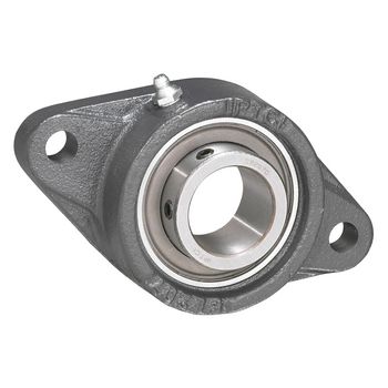 2-Bolt Flange Ball Bearing Mounted Unit, .5 in Bore, Ductile Iron Housing, Set Screw Locking